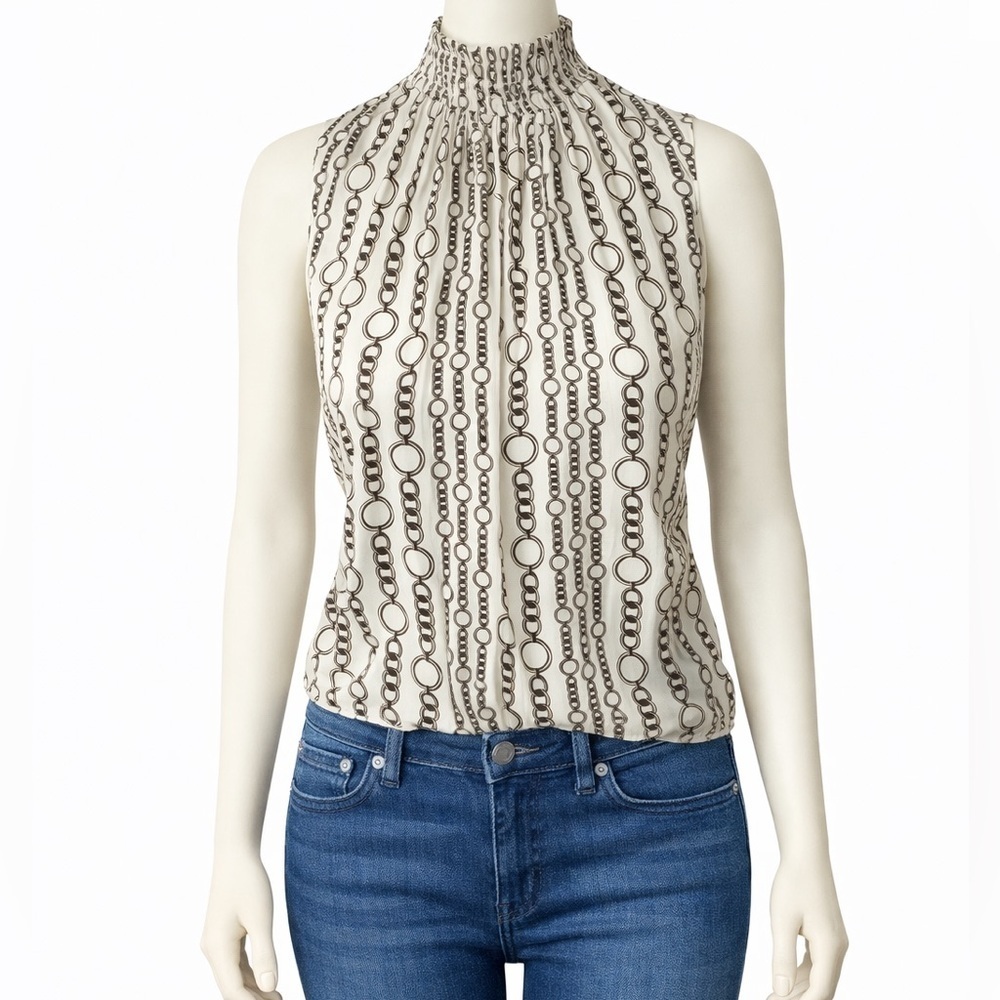 Banana Republic Chain Print Blouse - Black and White